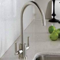 Abode Atlas Twin Lever Kitchen Tap With Swivel Spout (Brushed Nickel).