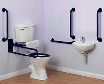 Arley Doc M Doc M Low Level Toilet Pack With Lever Flush & Blue Rails.