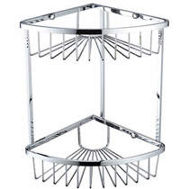 Bristan Accessories Two Tier Corner Fixed Wire Basket (Chrome).