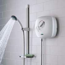 Bristan power showers 1500 thermostatic power shower in white.