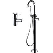 Bristan Prism Basin & Floor Standing Bath Shower Mixer Tap Pack (Chrome).