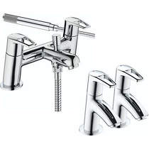 Bristan Smile Basin Taps & Bath Shower Mixer Tap Pack (Chrome).