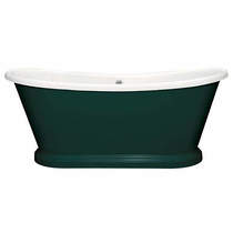 BC Designs Painted Acrylic Boat Bath 1700mm (White & Mid Azure Green).