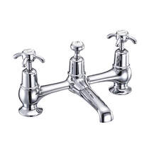 Burlington Anglesey 2 Hole Basin Mixer Tap With Waste (Chrome & White).