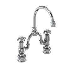 Burlington Anglesey 2 Hole Arch Basin Mixer Tap (Chrome & White, 200mm).