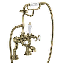 Burlington Claremont Bath Shower Mixer Tap With Kit (Gold & White).