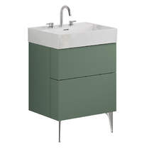 Crosswater Avenue Wall Vanity Unit With Chrome Legs (600mm, Green, 3TH).