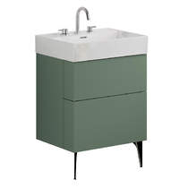 Crosswater Avenue Wall Vanity Unit With Black Legs (600mm, Green, 3TH).