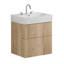 Crosswater Avenue Wall Hung Vanity Unit With Basin (600mm, Oak, 3TH).