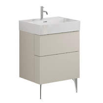 Crosswater Avenue Wall Vanity Unit With Chrome Legs (600mm, Stone, 1TH).