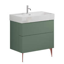 Crosswater Avenue Wall Vanity Unit With Bronze Legs (800mm, Green, 1TH).