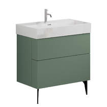 Crosswater Avenue Wall Vanity Unit With Black Legs (800mm, Green, 1TH).