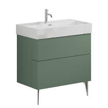 Crosswater Avenue Wall Vanity Unit With Slate Legs (800mm, Green, 1TH).