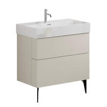 Crosswater Avenue Wall Vanity Unit With Black Legs (800mm, Stone, 1TH).