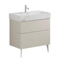 Crosswater Avenue Wall Vanity Unit With Steel Legs (800mm, Stone, 1TH).