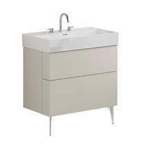 Crosswater Avenue Wall Vanity Unit With Chrome Legs (800mm, Stone, 3TH).