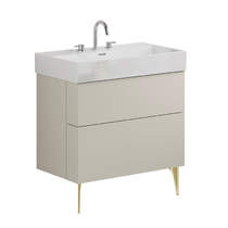 Crosswater Avenue Wall Vanity Unit With Brass Legs (800mm, Stone, 3TH).