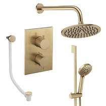 Crosswater MPRO Crossbox Shower Set 10 200mm Head & Wall Arm (Brushed Brass).