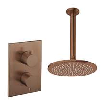 Crosswater MPRO Crossbox Shower Set 1 300mm Head & Ceiling Arm (Brushed Bronze).