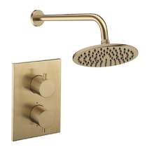 Crosswater MPRO Crossbox Shower Set 1 200mm Head & Wall Arm (Brushed Brass).