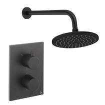 Crosswater MPRO Crossbox Shower Set 1 200mm Head & Wall Arm (Matt Black).