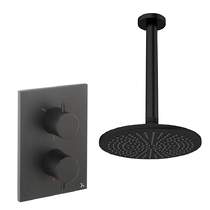 Crosswater MPRO Crossbox Shower Set 1 300mm Head & Ceiling Arm (Matt Black).