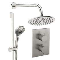 Crosswater MPRO Crossbox Shower Set 4 200mm Head & Slide Rail Kit (Brushed Nickel).