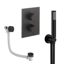 Crosswater MPRO Crossbox Shower Set 5 With Handset & Bath Filler (Matt Black).