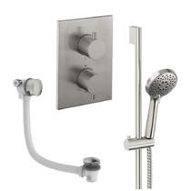 Crosswater MPRO Crossbox Shower Set 6 With Slide Rail Kit & Bath Filler (Brushed Nickel).