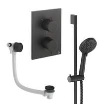Crosswater MPRO Crossbox Shower Set 6 With Slide Rail Kit & Bath Filler (Matt Black).
