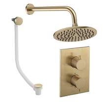 Crosswater MPRO Crossbox Shower Set 7 With 200mm Head & Bath Filler (Brushed Brass).