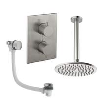 Crosswater MPRO Crossbox Shower Set 7 With 200mm Head & Bath Filler (Brushed Nickel).