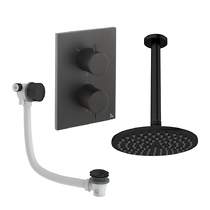 Crosswater MPRO Crossbox Shower Set 7 With 200mm Head & Bath Filler (Matt Black).