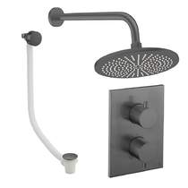 Crosswater MPRO Crossbox Shower Set 7 With 300mm Head & Bath Filler (Slate).