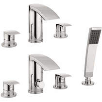 Crosswater Flow 3 Hole Basin & 4 Hole Bath Shower Mixer Tap With Kit (Chrome).