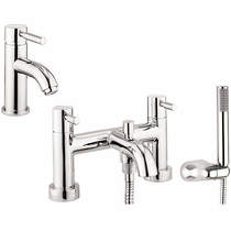 Crosswater Fusion Basin & Bath Shower Mixer Tap Pack With Kit (Chrome).