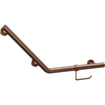 Crosswater Grab Bars Angled Grab Bar With Toilet Roll Holder (Br Bronze).