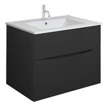 Crosswater Glide II Vanity Unit With Ceramic Basin (500mm, Matt Black, 1TH).