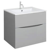 Crosswater Glide II Vanity Unit With Ceramic Basin (600mm, Storm Grey, 1TH).