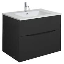 Crosswater Glide II Vanity Unit With Ceramic Basin (700mm, Matt Black, 1TH).