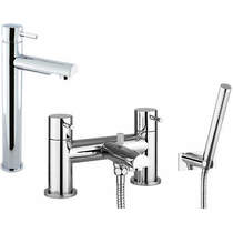 Crosswater Kai Lever Showers Tall Basin & Bath Shower Mixer Tap Pack With Kit (Chrome).