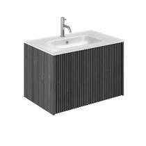 Crosswater Limit Wall Hung Vanity Unit, White Glass Basin (700mm, Steel).