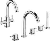 Crosswater Mike Pro Basin & 5 Hole Bath Shower Mixer Tap Pack (Chrome).