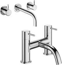 Crosswater Mike Pro Wall Mounted Basin & Bath Filler Tap Pack (Chrome).