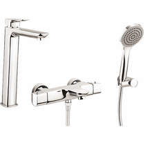 Crosswater North Tall Basin & Wall Mounted BSM Tap Pack & Kit (Chrome).