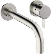 Crosswater Mike Pro Wall Mounted Basin Mixer Tap (2 Hole, Brushed Steel).