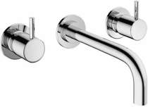 Crosswater Mike Pro Wall Mounted Basin Mixer Tap (3 Hole, Chrome).