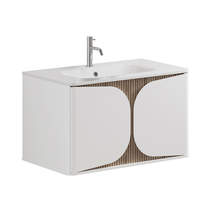 Crosswater Tambour Wall Hung Vanity Unit With Basin (800mm, White Matt).