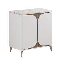 Crosswater Tambour Vanity Unit With Marble Top (800mm, Matt White).