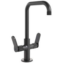 Crosswater Calix Mono Basin Mixer Tap With Lever Handles (Matt Black).
